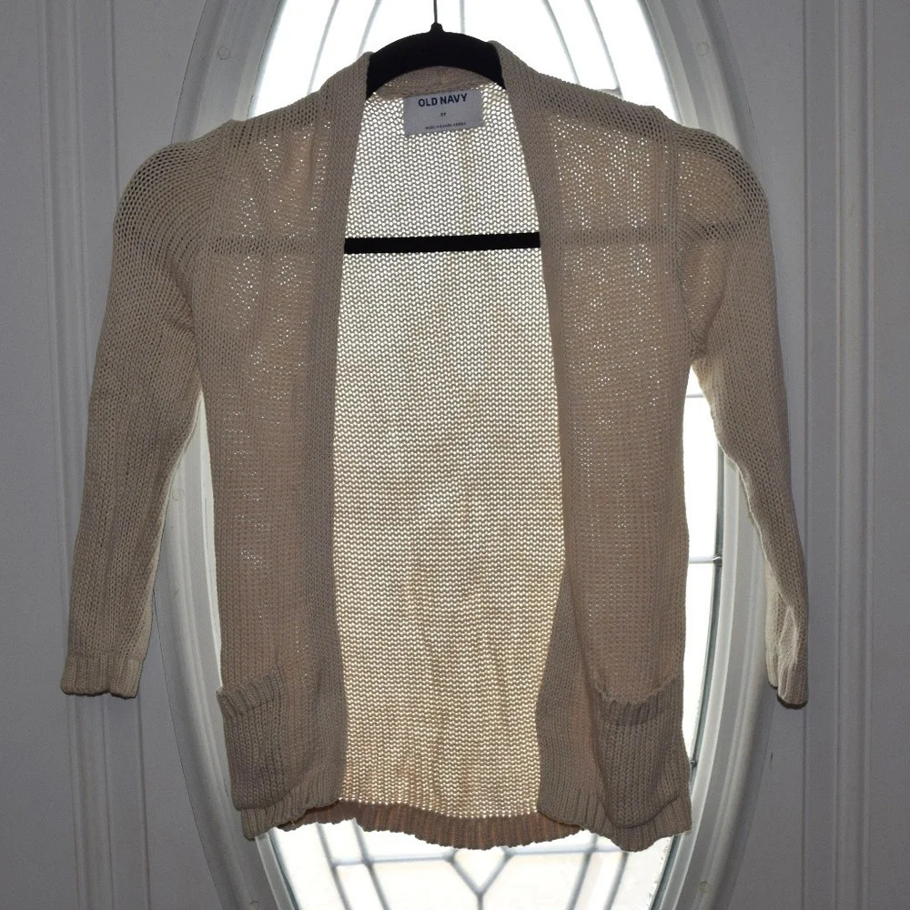 OLD NAVY Waffle Knit Beige Cardigan Girls Size 5T
